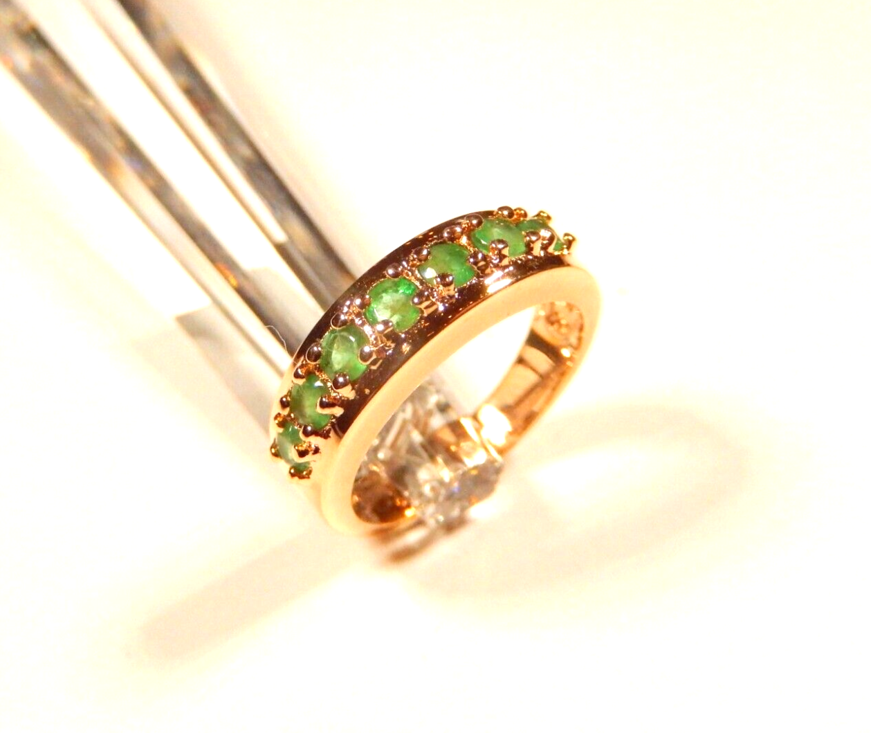18k Gold Vermeil over .925 Sterling Silver .75CT Natural Emerald Ring Sz 7.25