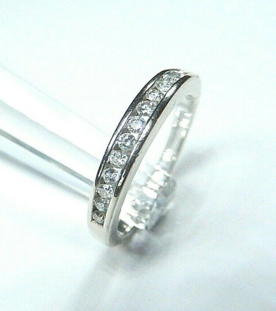 14k White Gold .33ct Natural VS Diamond 3.5mm Wide Band Ring Size 7.25
