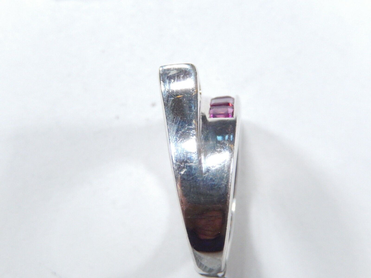 *VINTAGE*  Sterling Silver  1.50 CT Blue Topaz & Amethyst Two Row Band Ring Sz 6