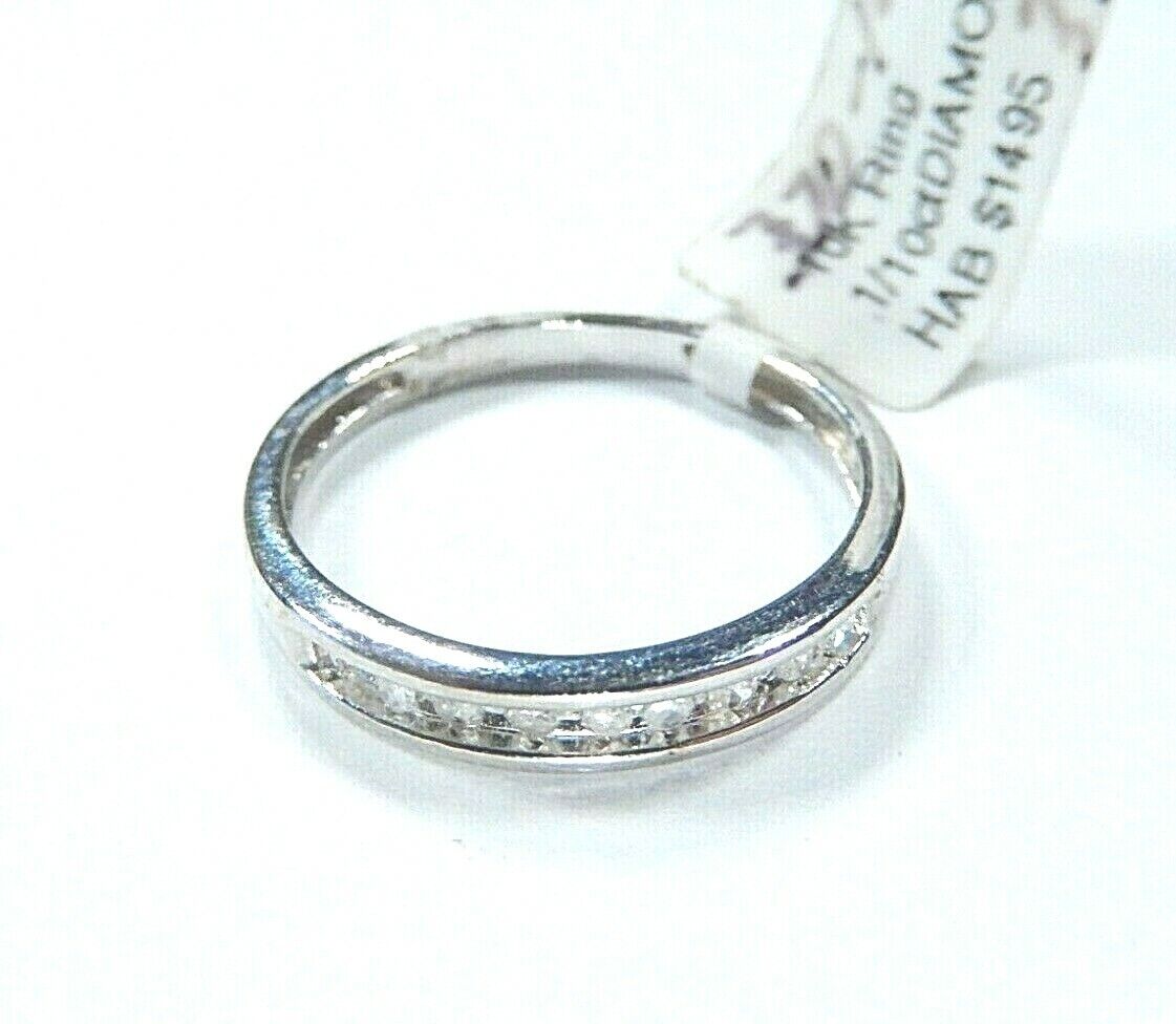 *NWT* 10K White Gold 10 Diamond Wedding / Anniversary Band Ring Size 7.25