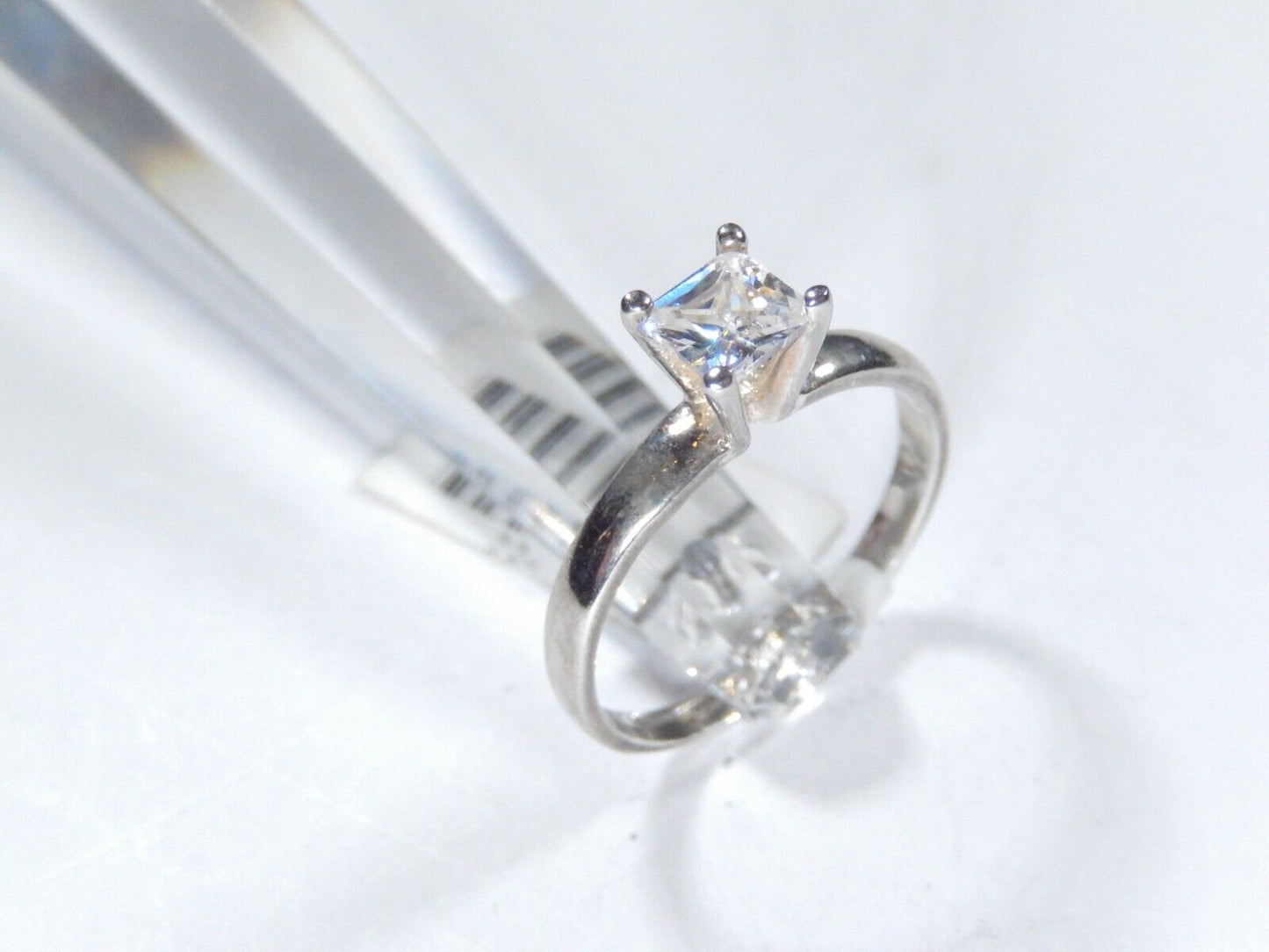 *VINTAGE*  Sterling Silver .50 CT Princess Cut White CZ Solitaire Ring Size 7.75
