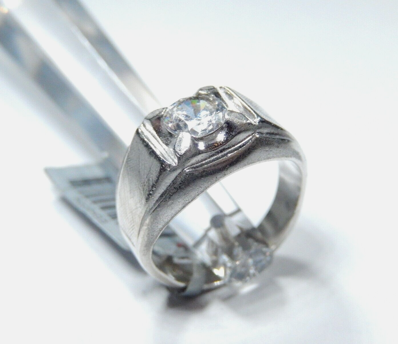 *VINTAGE* Sterling Silver 1.00 CT CZ Round Brilliant Solitaire Men’s Ring Sz 8.5