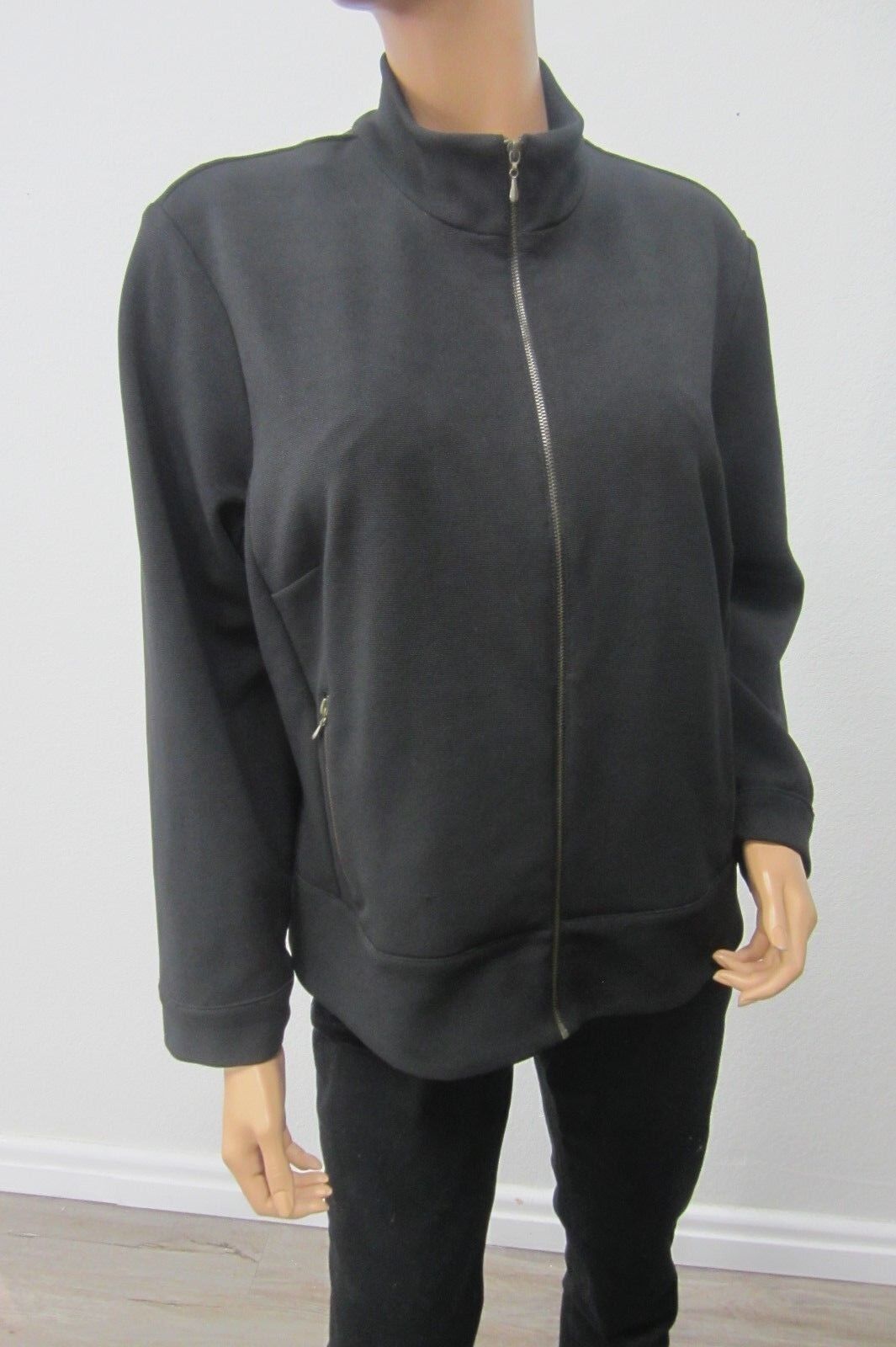 Christina Hope Women's Black  Americana Girl  Polyester Front Zip Jacket Sz Med