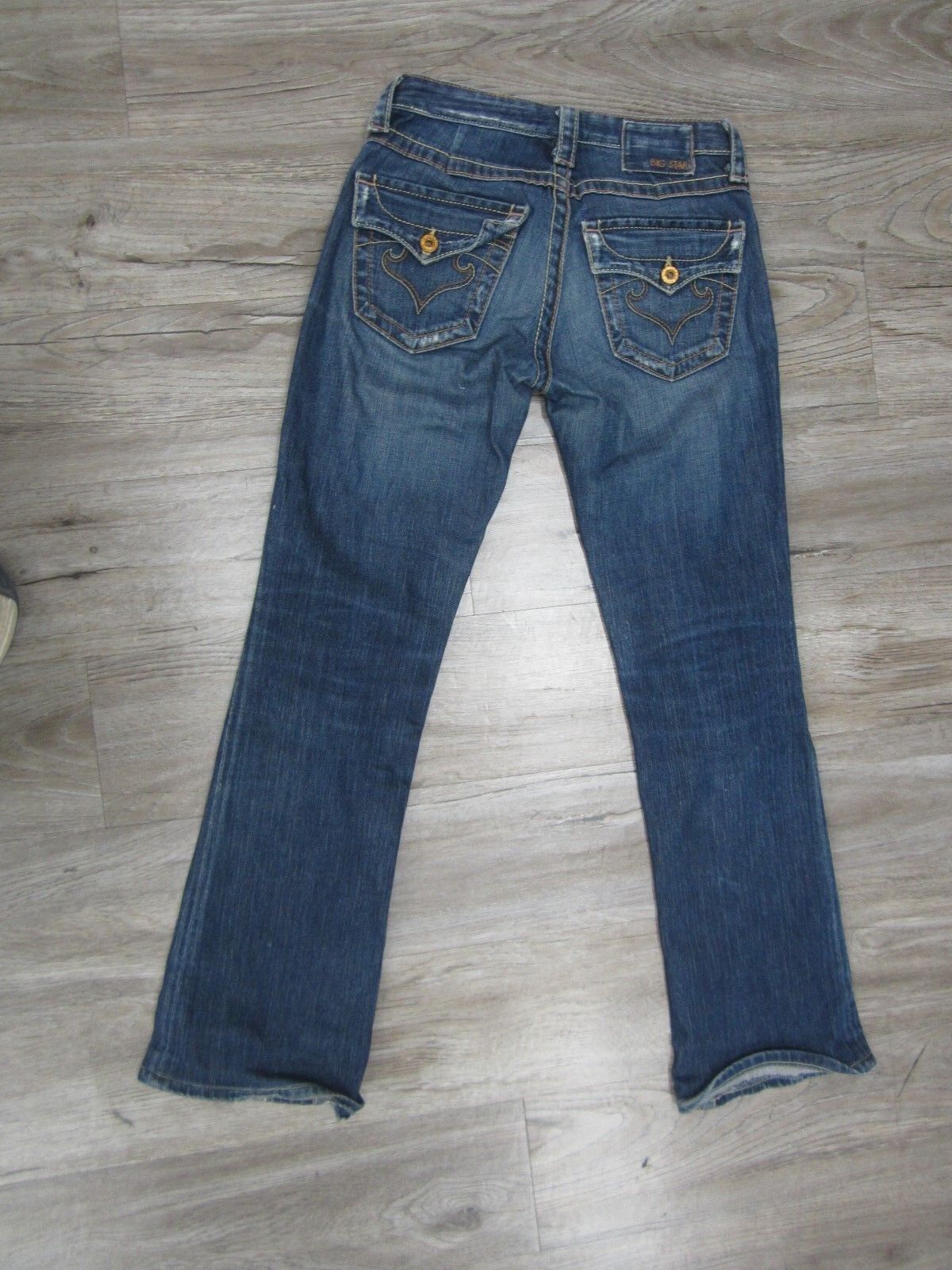 BIG STAR Low Rise Distressed Straight Leg Stretch Jeans Sz 24 W 28 x L 27