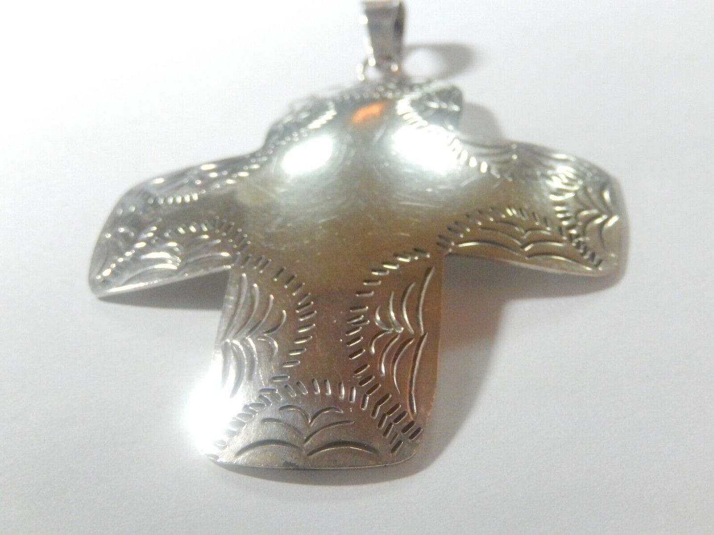 *VINTAGE*  TAXCO 925 Sterling Silver Hand Tooled Extra Large Cross Pendant