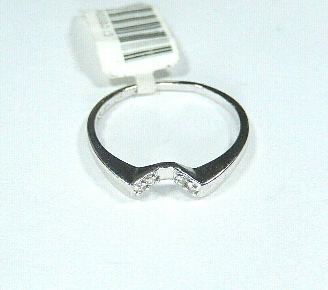 *VINTAGE* Pointed 14K White Gold Diamond Engagement Wedding Band Ring Size 7.5