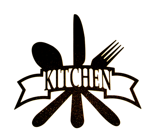 NEW- 14 ga."KITCHEN" Metal Tableware Dinner Knife Fork Spoon Powder Coated Sign