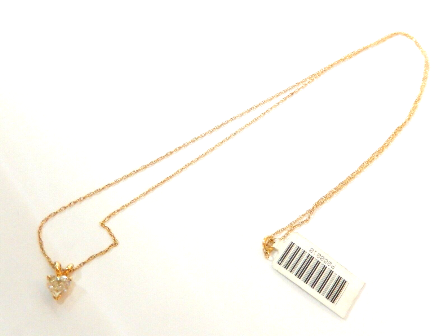 14K Yellow Gold  Natural Diamond Heart Solitaire Pendant w/ 18" 14K YG Chain