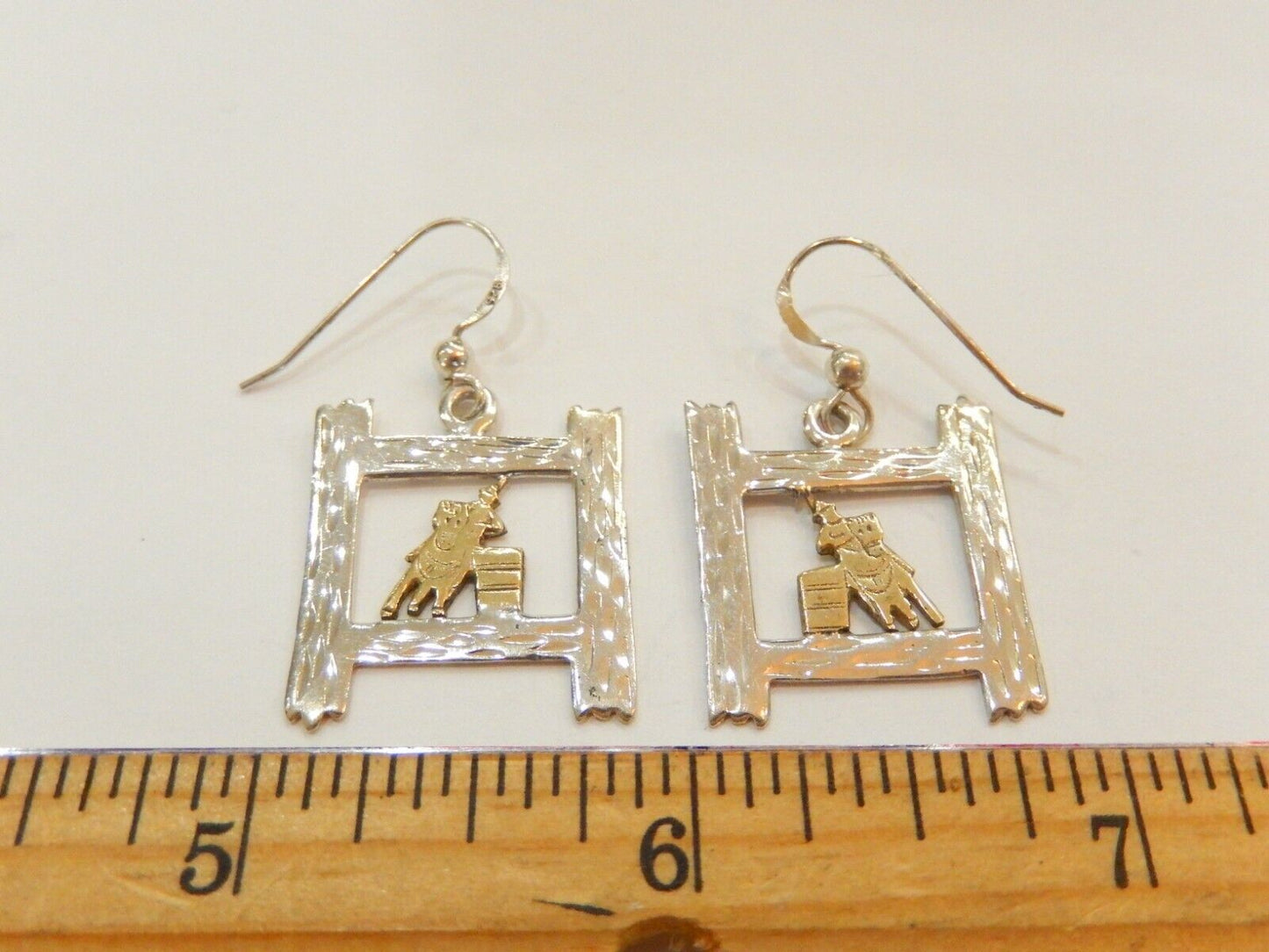 Barrel Racer Female Horse Racing Rodeo Cowgirl 925 Sterling Silver Earrings