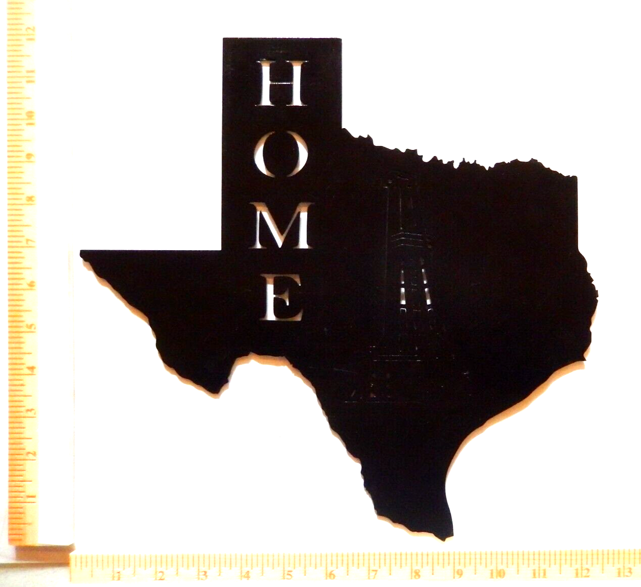 ~NEW~ 14 ga. " TEXAS HOME & OIL DERRICK" Black Metal Wall Art - 12" x 12"