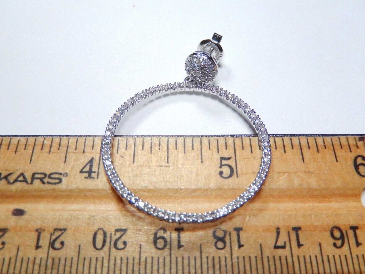 *NWT* 14K White Gold LARGE 32mm 1.50Ct Round 150 VS NaturalDiamond Hoop Earrings