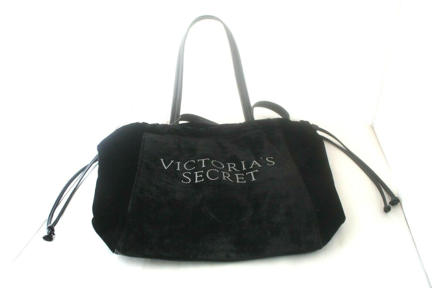 -NWT- $58. Victorias Secret Shoulder Purse Tote/ Travel Black Crushed Velvet Bag