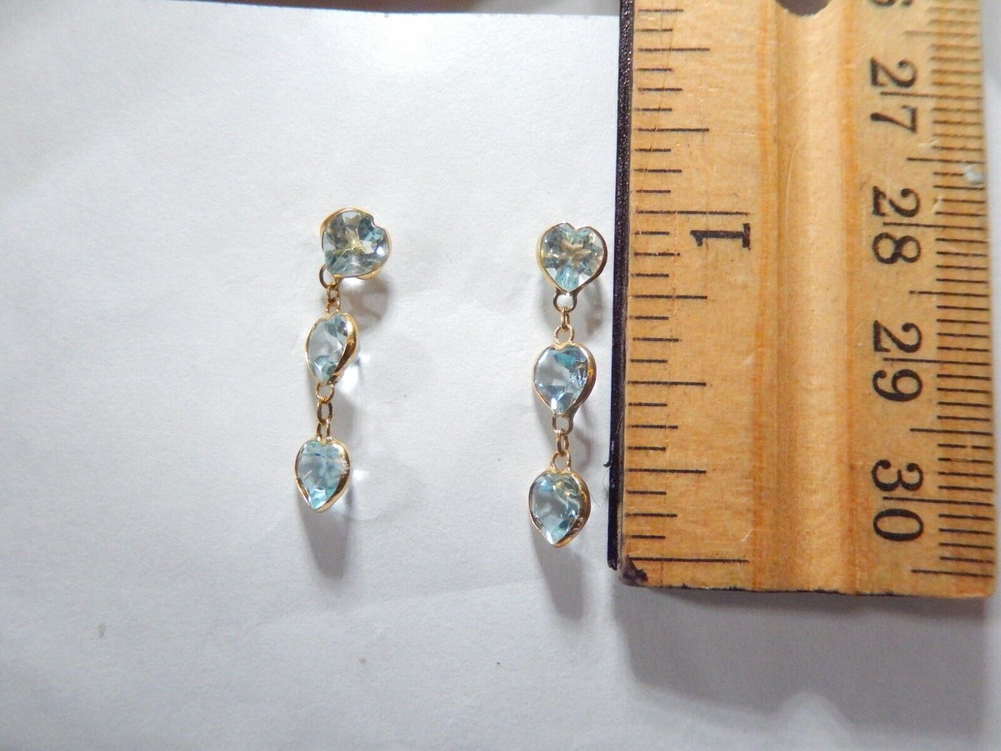 *NWT*  18K Yellow Gold 3.00 CT Round Cut Blue Topaz  Drop & Dangle Earrings