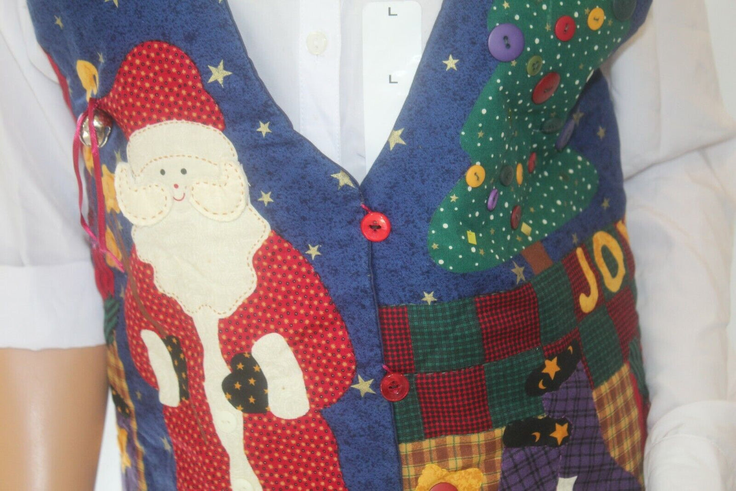 *NEW* Handmade Cute Holiday Bell & Buttons Detailed Christmas Vest Sz Medium