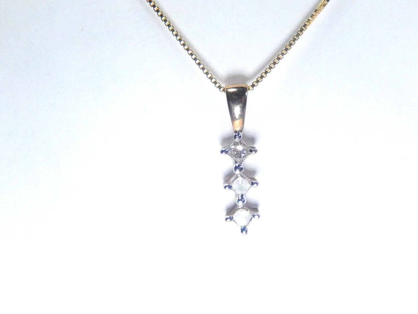 *VINTAGE*  10K Yellow Gold 1/3CT Natural Diamond Journey Pendant w/18"chain