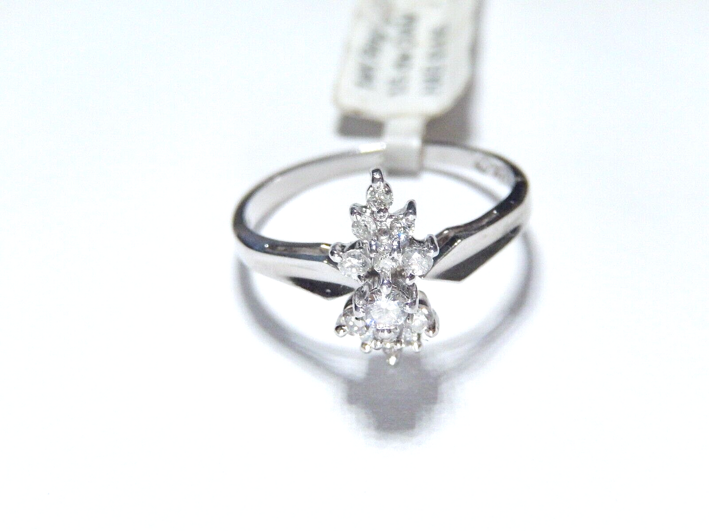 *NWT* 14k White Gold 1/5CT Natural Round Diamond Wedding or Cocktail Ring Sz 6.5