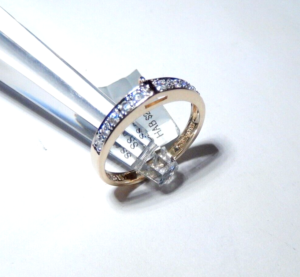Gold Vermeil 10 Round CZ BAND Sterling Ring Size 10