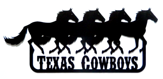 ~NEW~ LARGE - 14ga. - "TEXAS COWBOYS RUNNING HORSES"   Metal Wall Art 24" x 10"