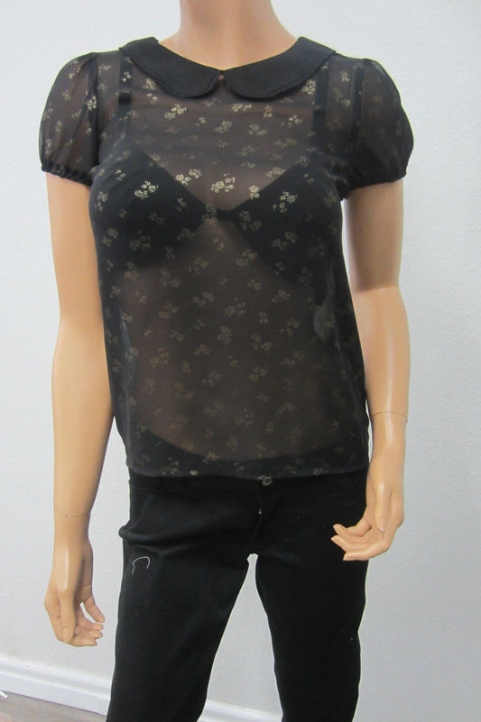 *NWT*  Princess Vera Wang  SUPER CUTE Black Lacey Pullover Sheer Top Size XS