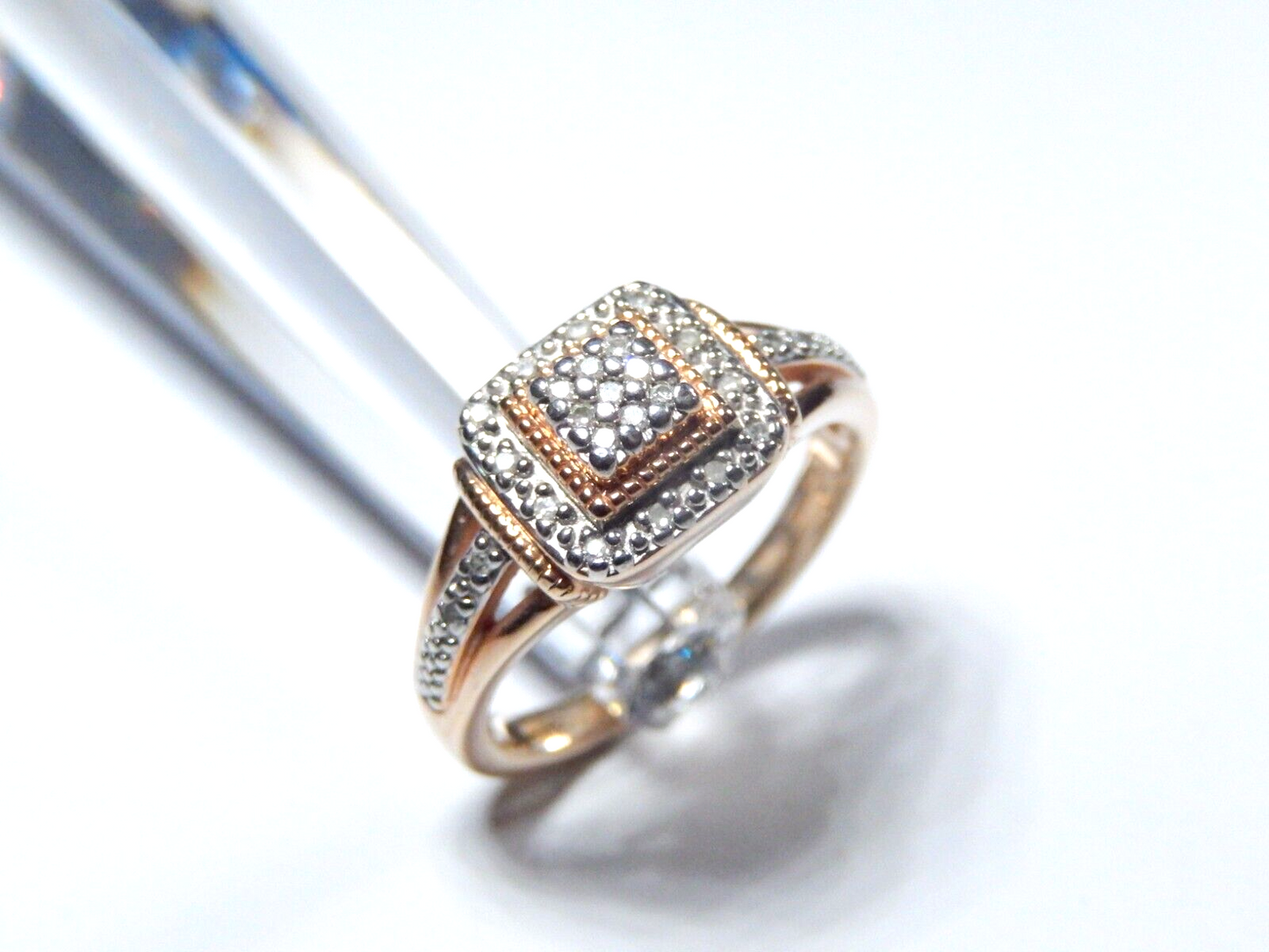 925 Sterling Silver Vermeil Rose Gold 25 Diamond Wedding Ring 7.5