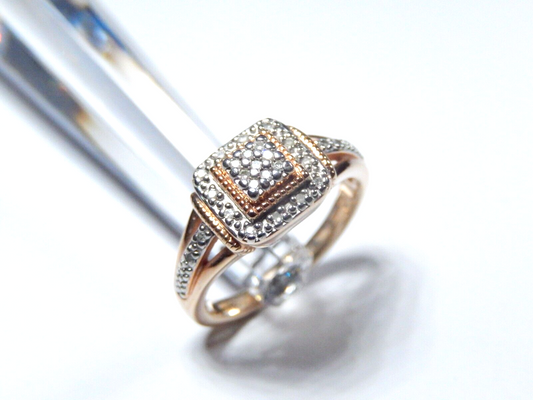 925 Sterling Silver Vermeil Rose Gold 25 Diamond Wedding Ring 7.5