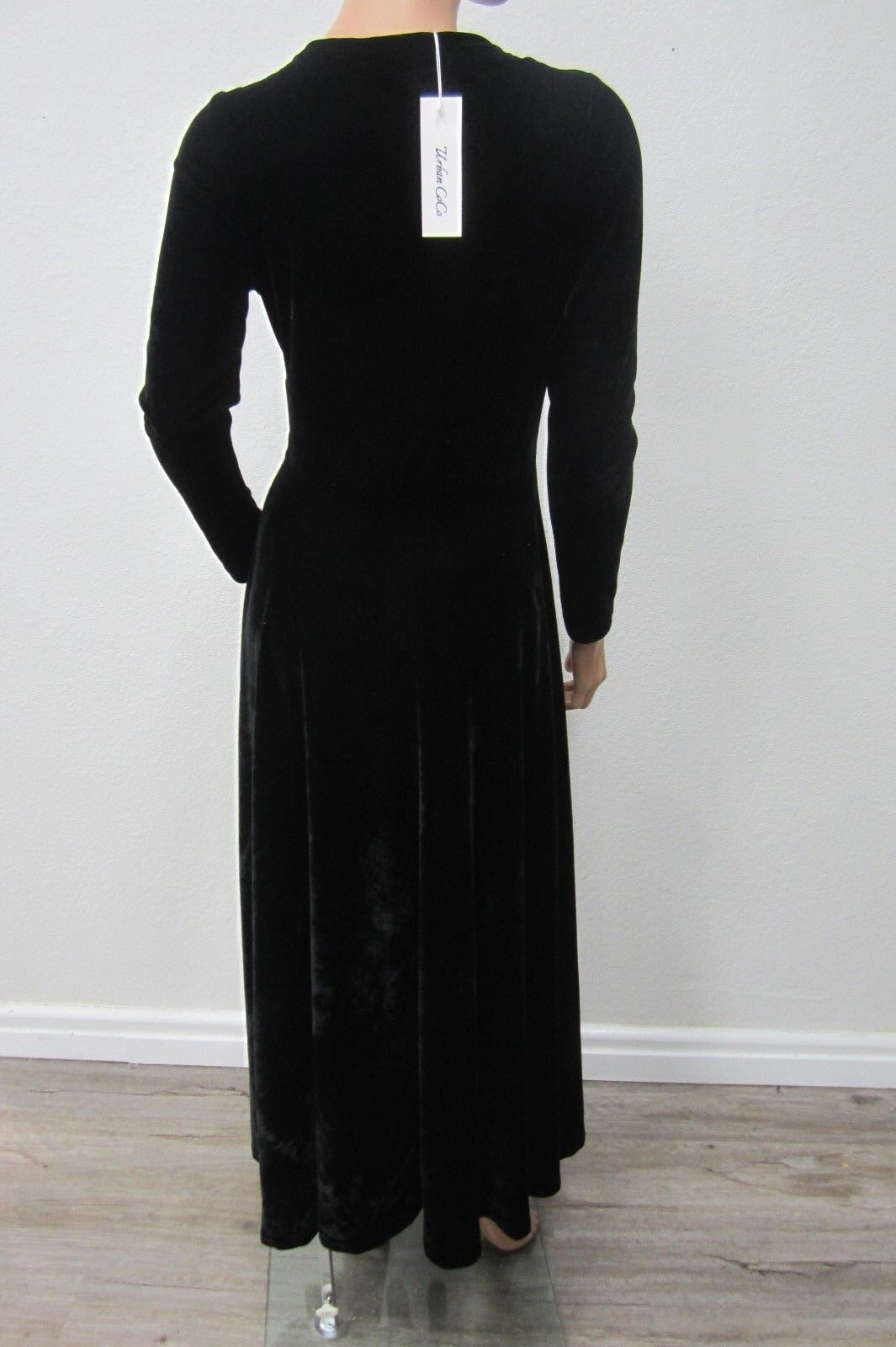 *NWT*  Urban CoCo Black Womens Long Dress Elegant Soft  Ruched Velvet Size Small