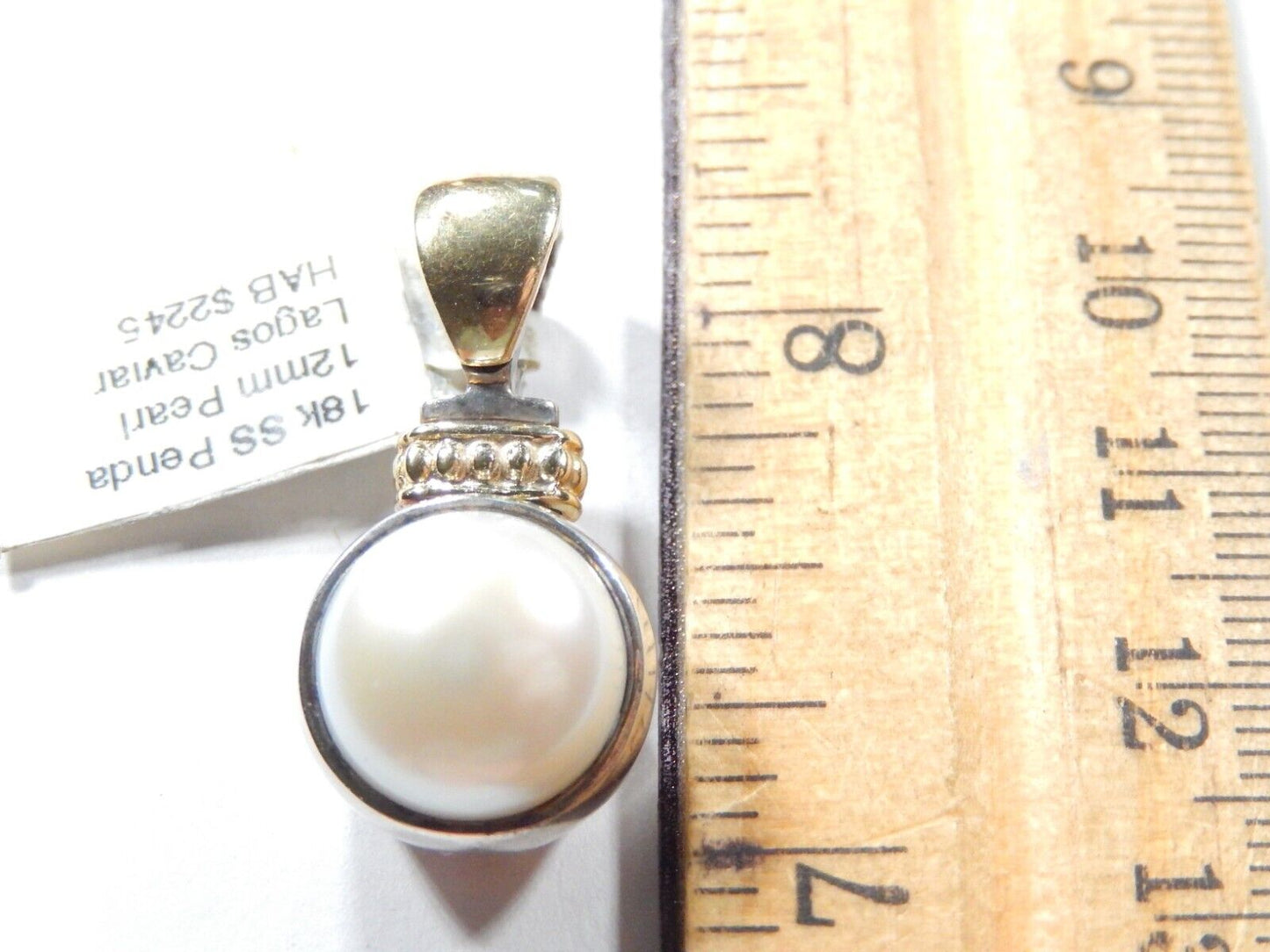 Lagos Caviar Sterling Silver 18k Gold 12mm Pearl Enhancer Open Clip Bail Pendant