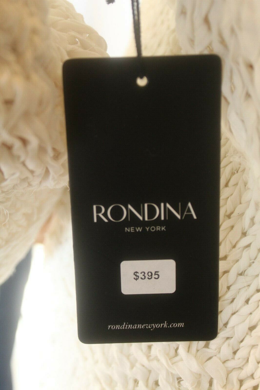 *NWT* $395. Rondina New York White Hand Knit Pull Over Top 3/4 Sleeve Size Med