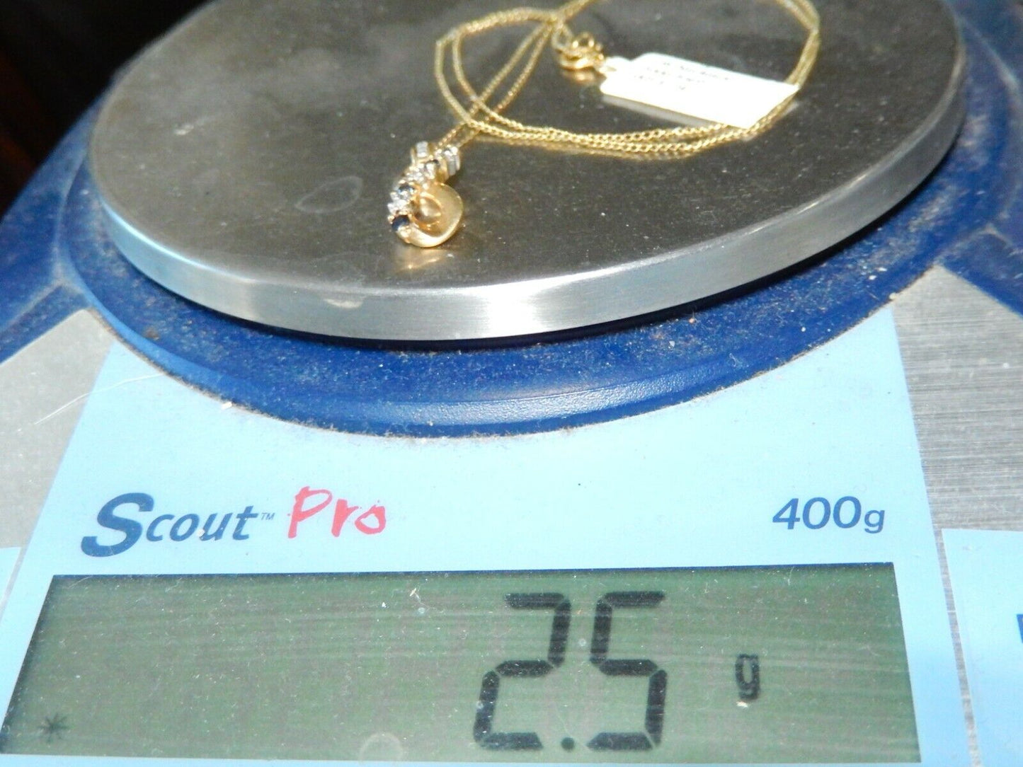 *VINTAGE* 10K  Yellow Gold  Blue Sapphire & Diamond Infinity Pendant w/18" Chain