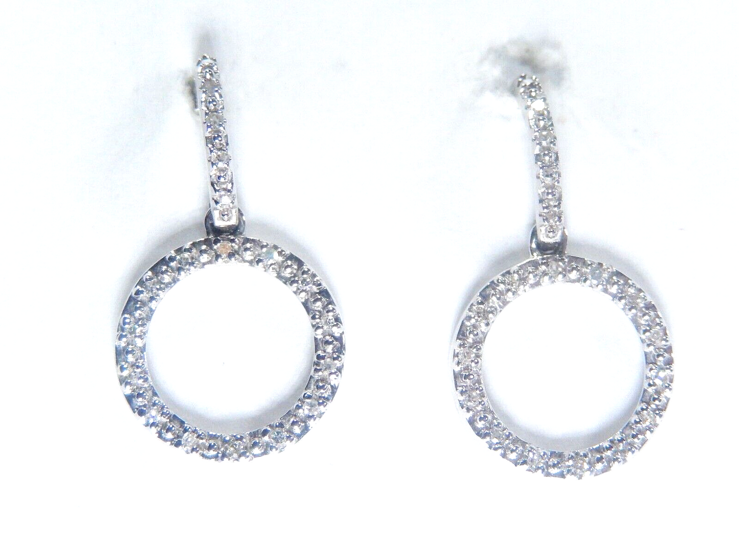 10K White Gold 1/3ct Cluster Diamond Dangle Earrings