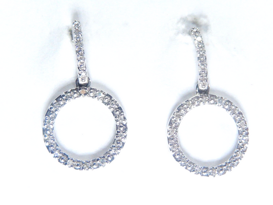 10K White Gold 1/3ct Cluster Diamond Dangle Earrings