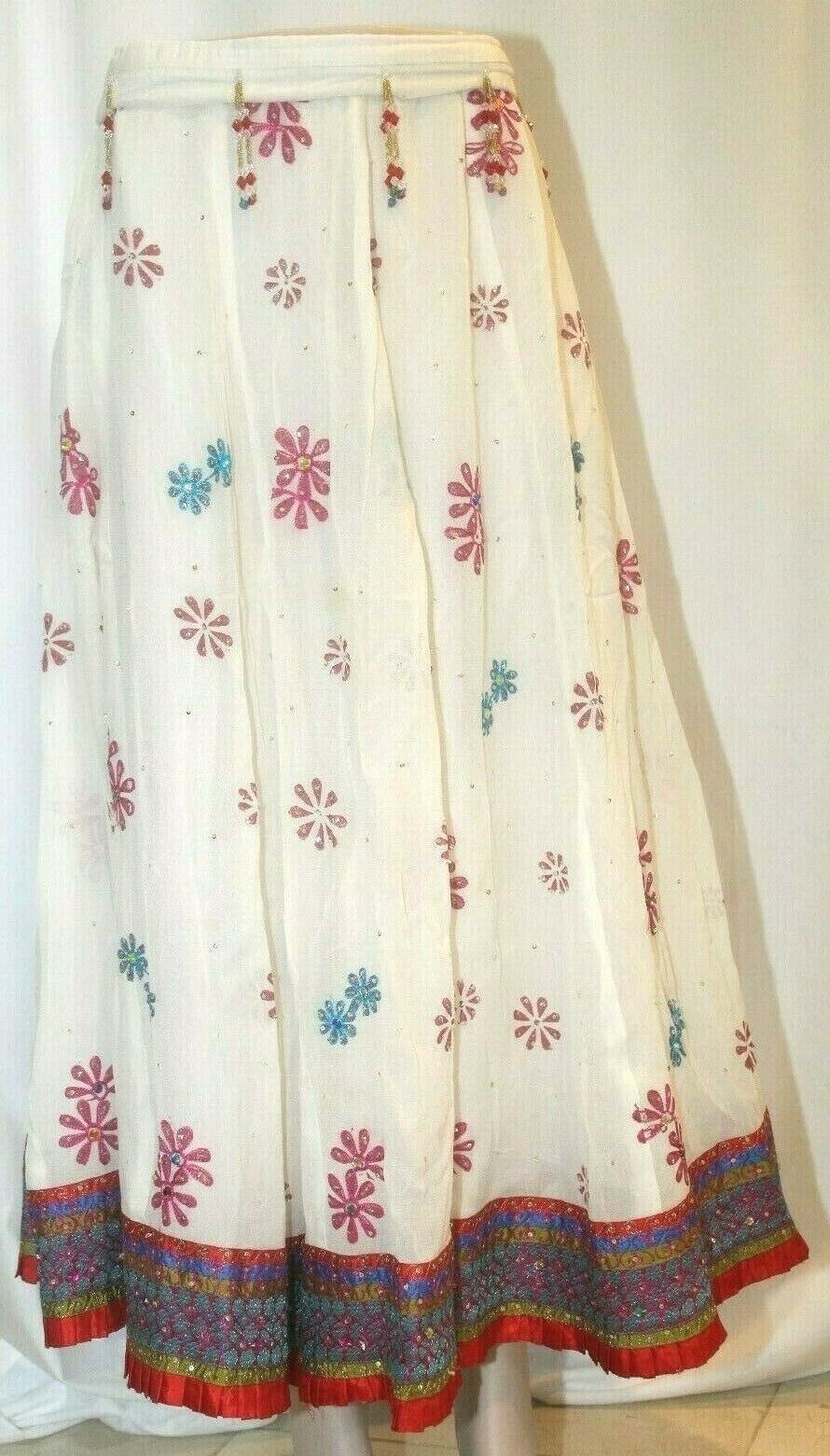 Women’s Flaring Skirt with Beautiful Sequence and Beads Waist 42" Drawstring