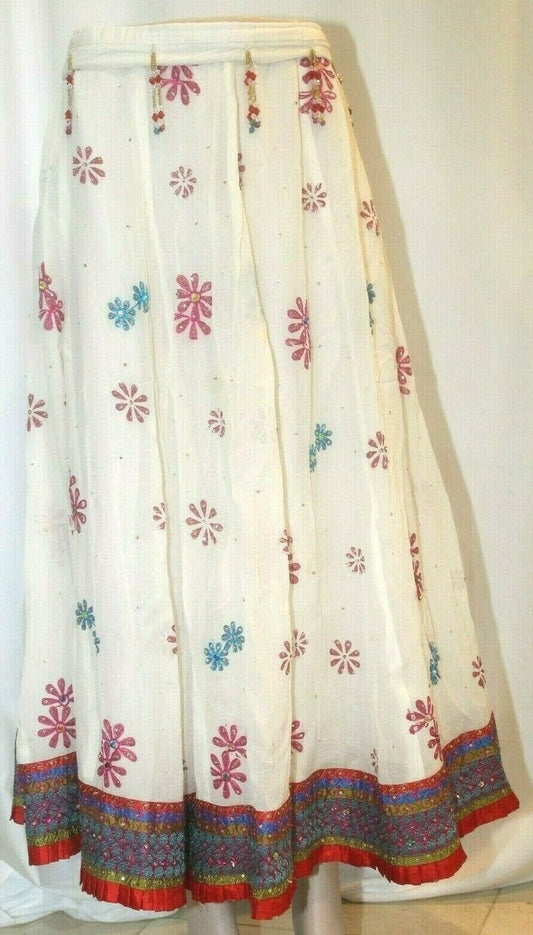 Women’s Flaring Skirt with Beautiful Sequence and Beads Waist 42" Drawstring