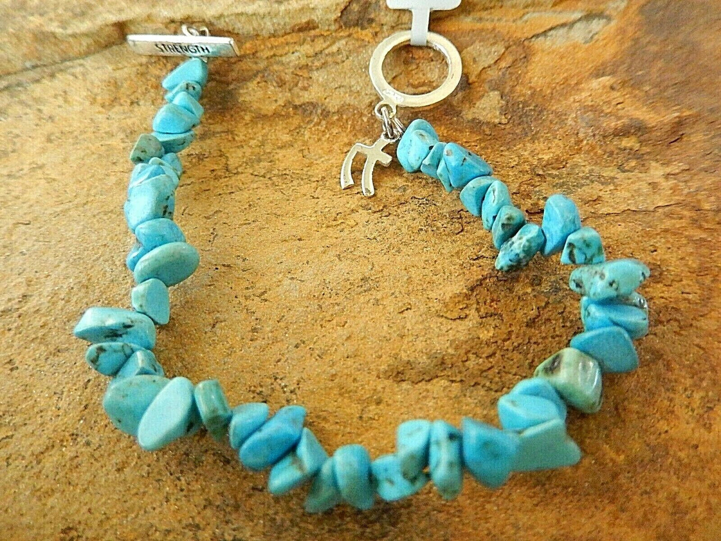 Turquoise Chunk Bracelet with Sterling Rondelles 7"