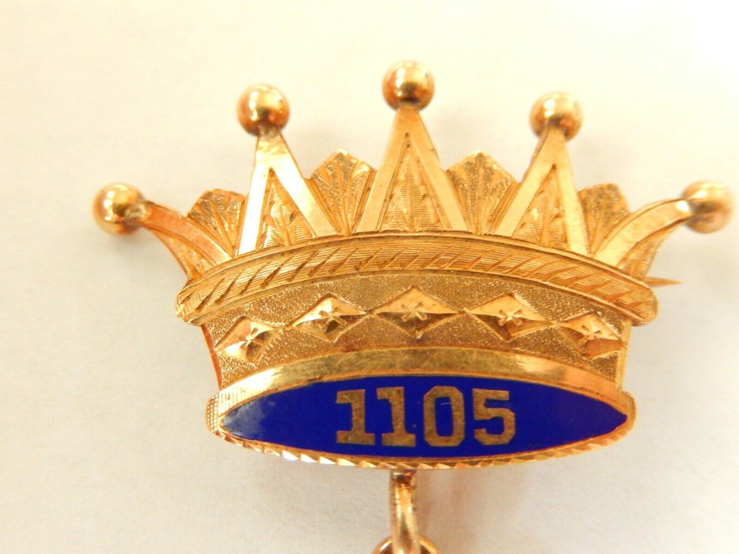 *RARE*  ANTIQUE  1905 14K MASONIC MEDAL PIN BADGE 1105 CROWN  WITH MASONIC  STAR