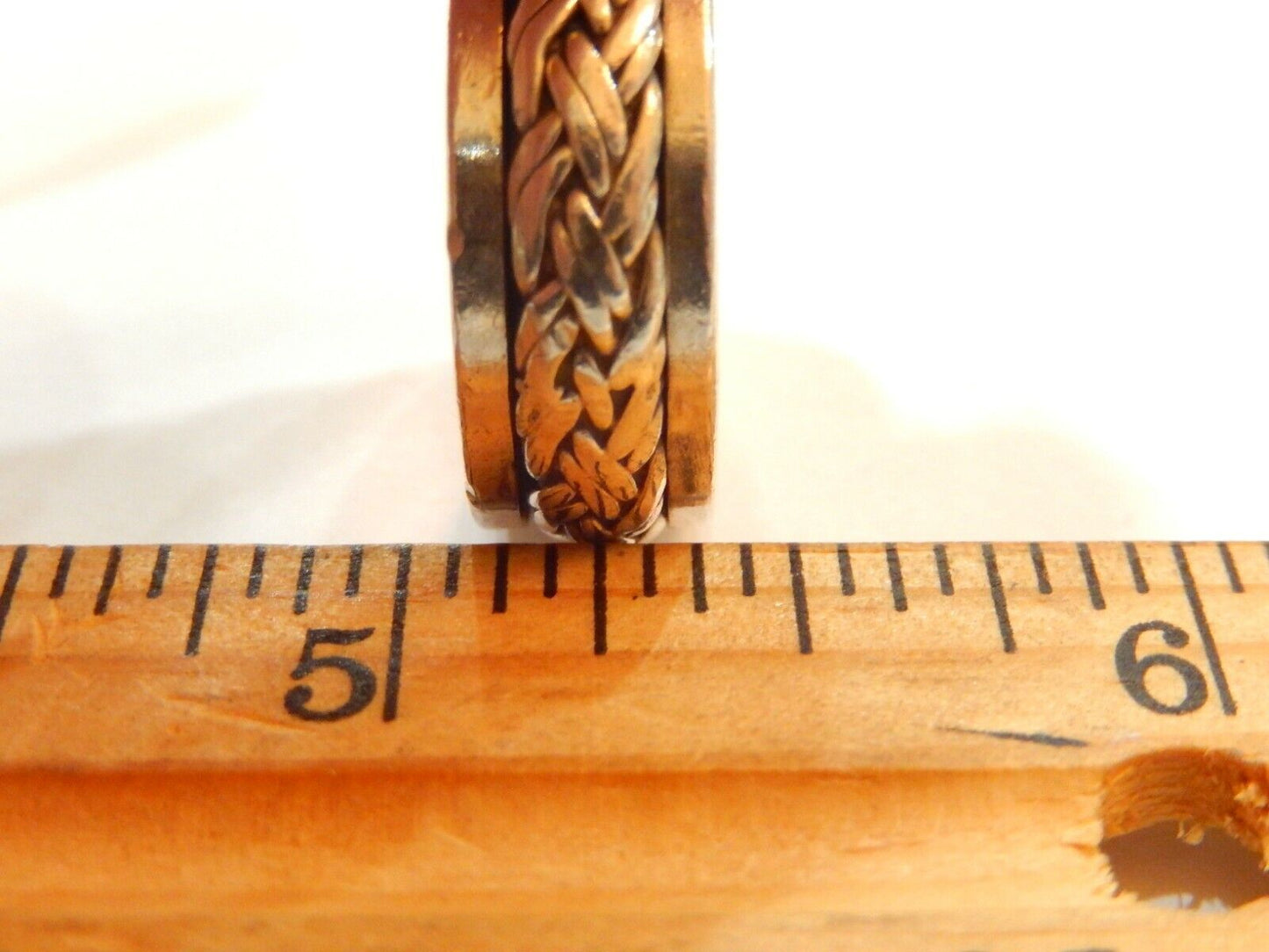 Sterling Silver 8mm Woven Braided Spinner Ring Band   9gm  Size 10