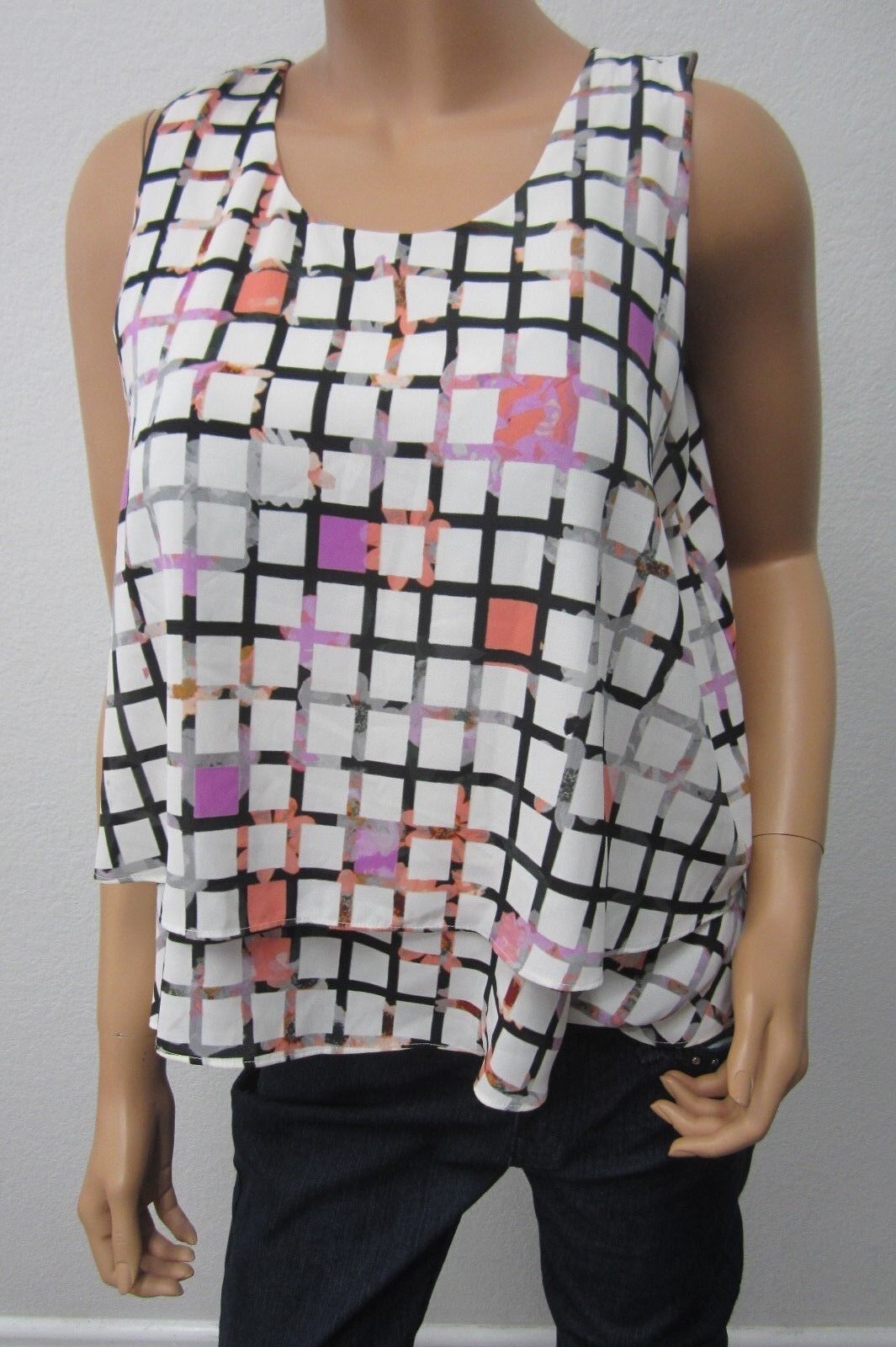 NWT Metaphor Women's Sleeveless Top  White Multicolor Size L