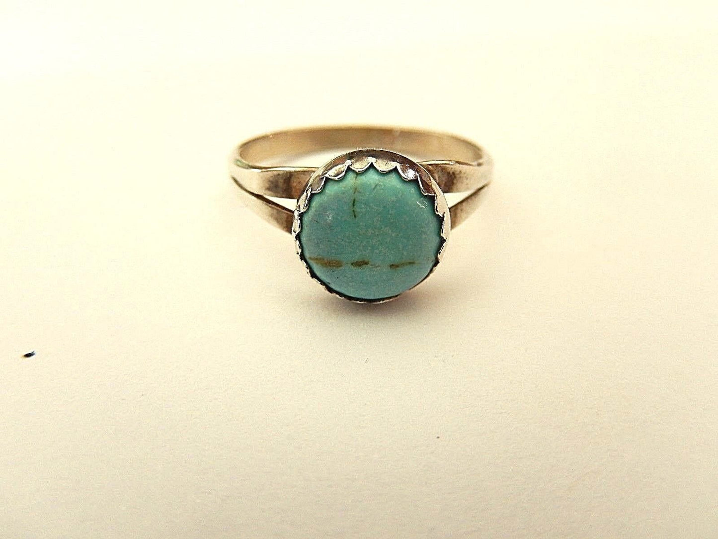 MINT Vintage Southwest Round Turquoise Gem Design Sterling Silver 925 Ring Sz 6
