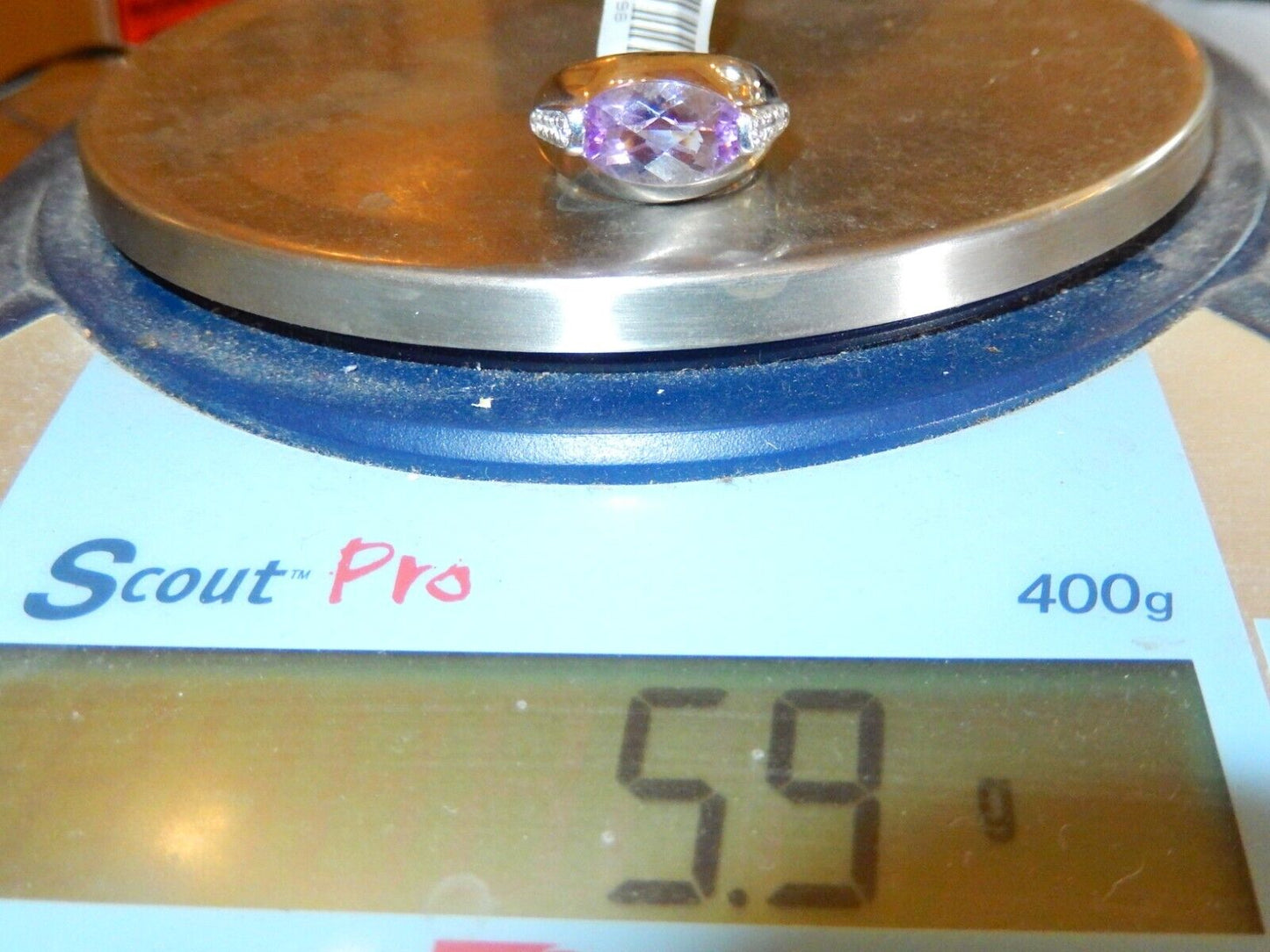 *VINTAGE*  Beautiful J & T Sterling Silver  3.50CT Oval Amethyst  Ring Size 7