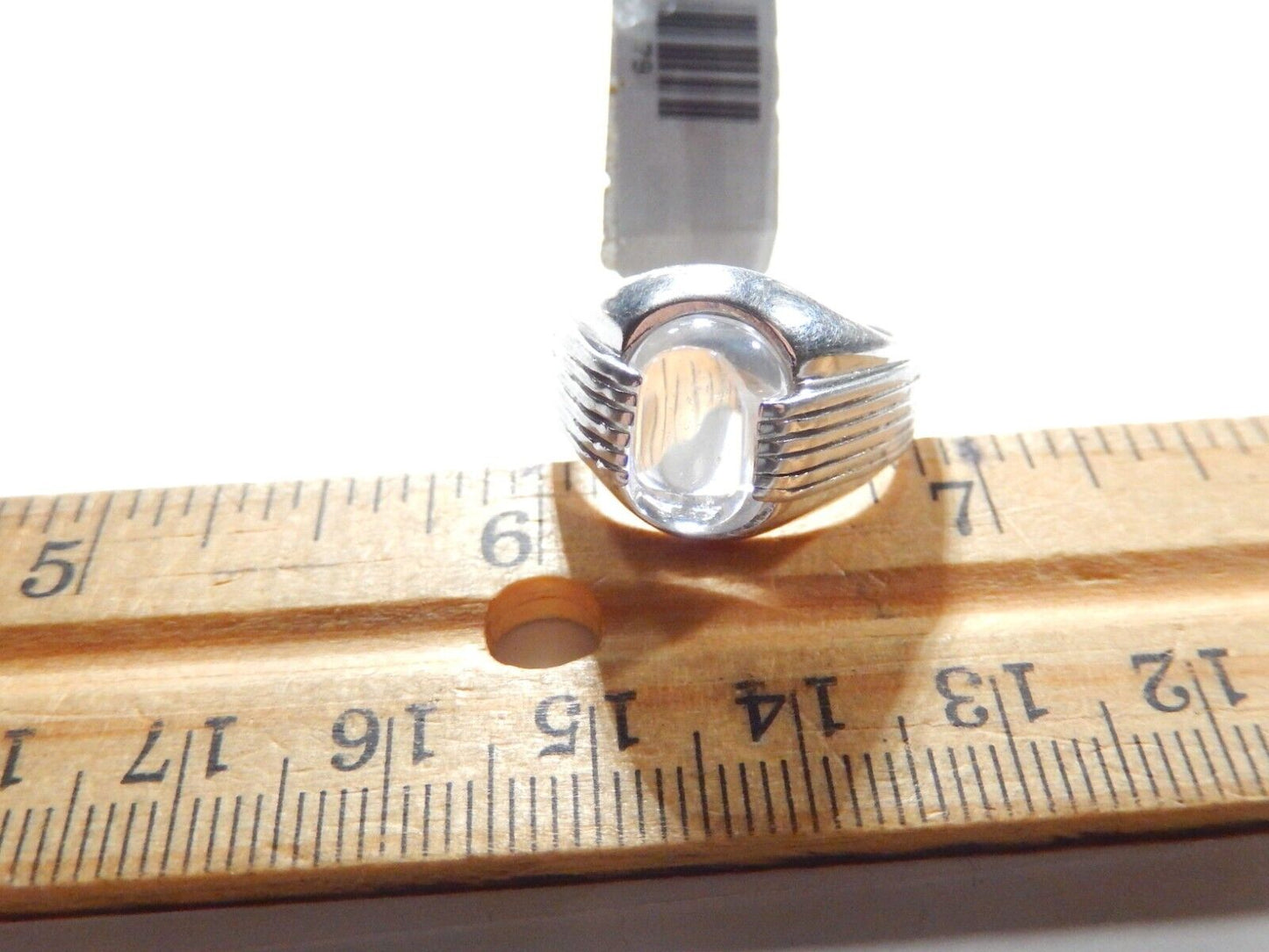 *VINTAGE*   CABOCHON WHITE 11mm x 9mm CZ MEN'S RING 925 STERLING SILVER Size 10