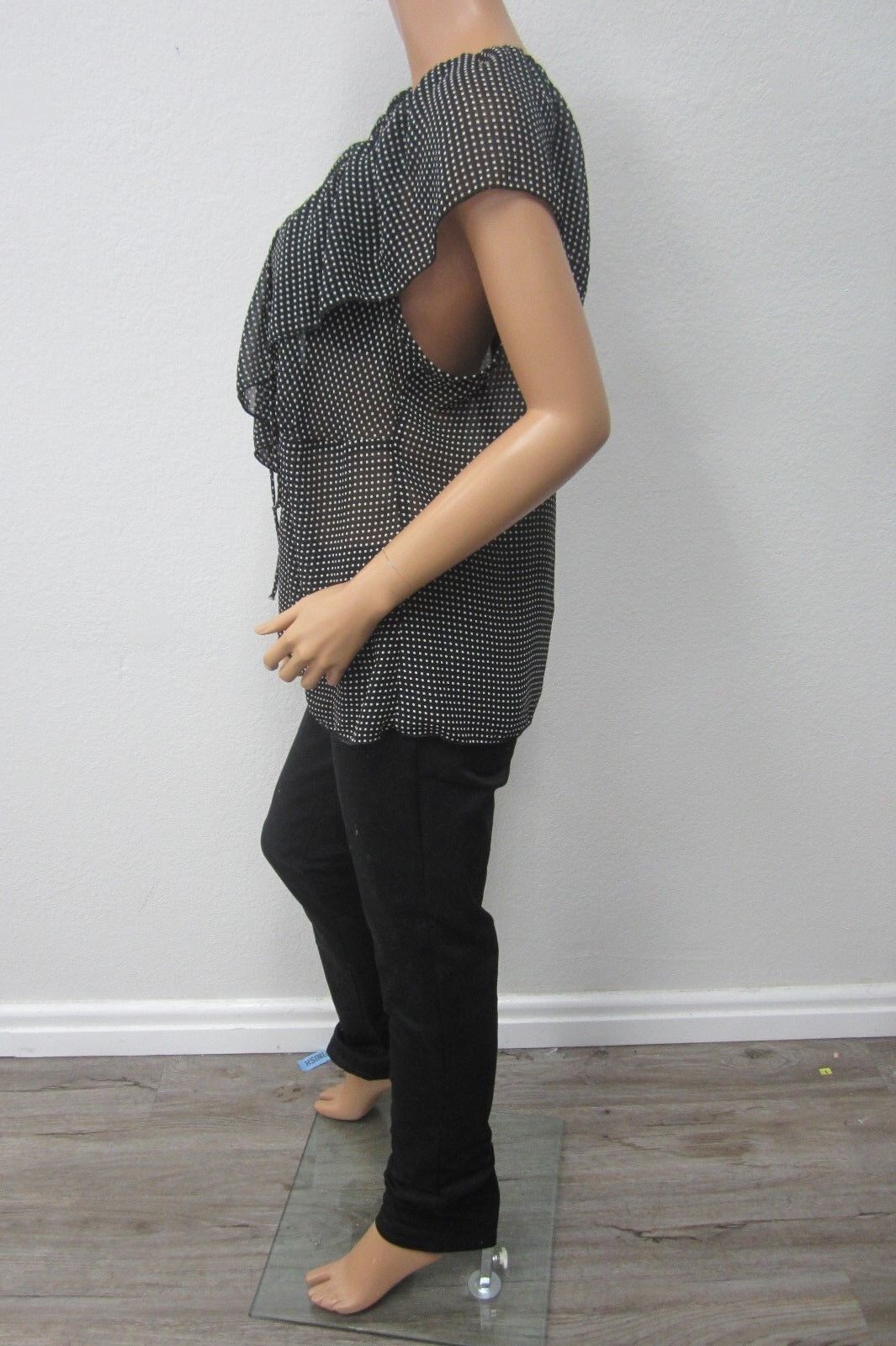 *SUPER CUTE*  LANE BRYANT SIZE 18 BLOUSE WOMEN'S TOP SHEER Black/White Poka Dot