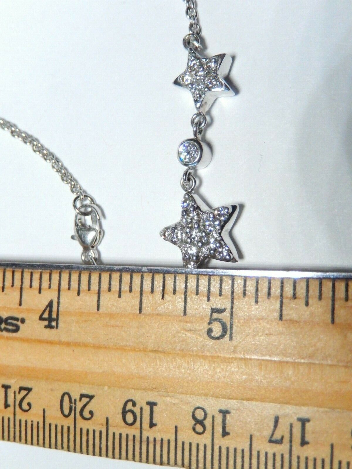 *VINTAGE*  14K White Gold 1.00 CT VS Natural Diamond Stars 17" Necklace  10.4 gm