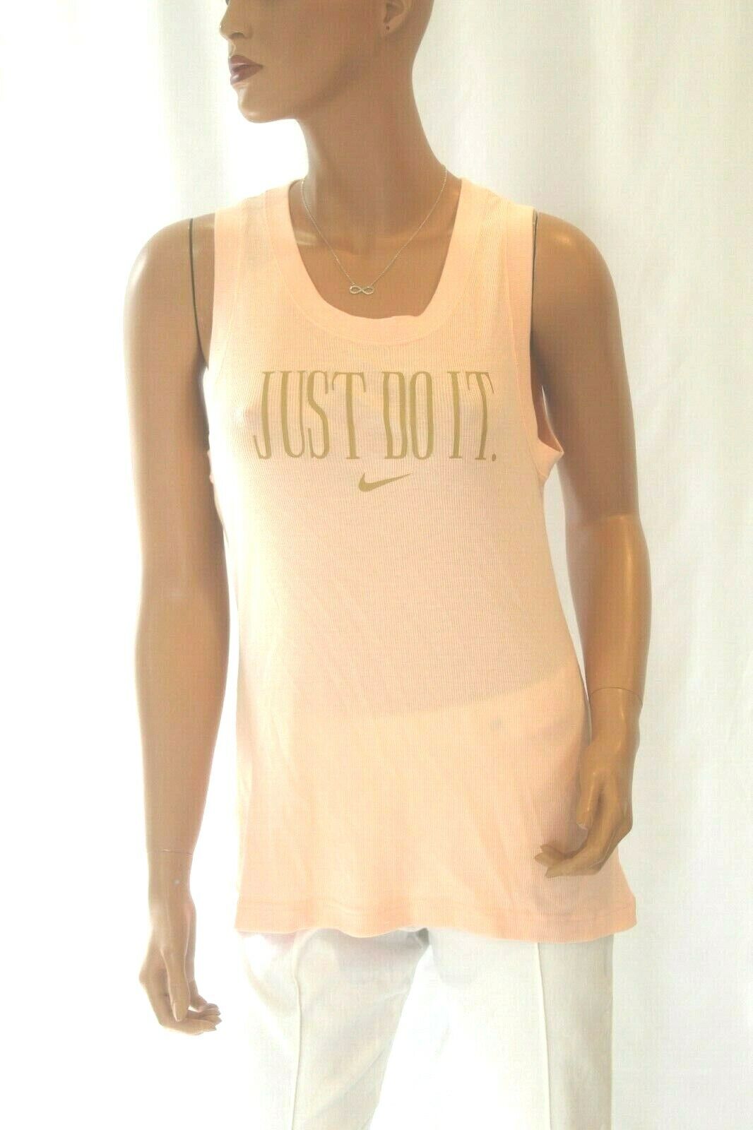 *NWT* Women's "Just Do It" Graphic Ribbed Slim Fit Peach Tank Top Size Medium