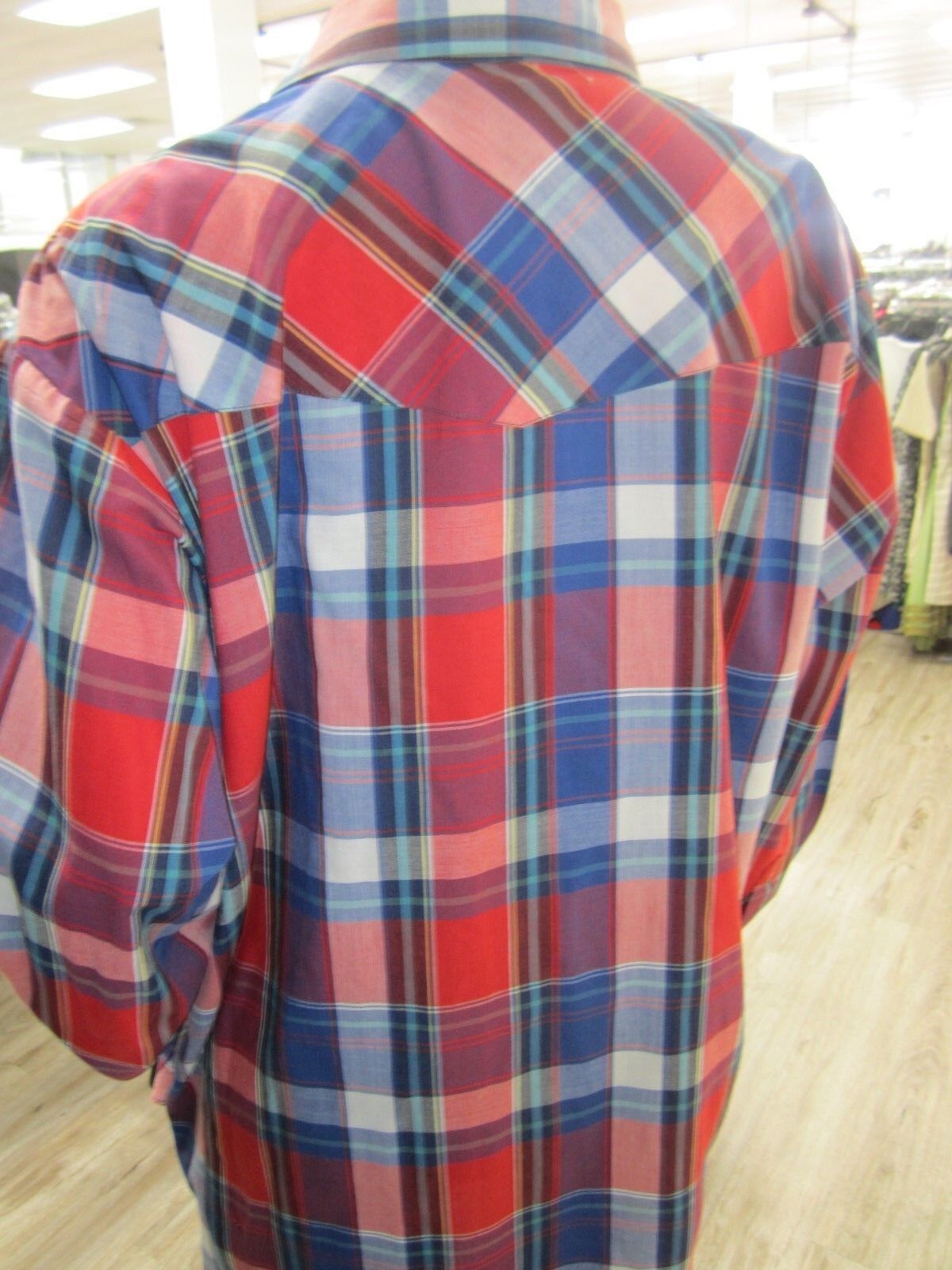 NWOT Ely Cattleman Mens  Red Plaid Pearl Snap Long Sleeve Western Shirt Sz XXL