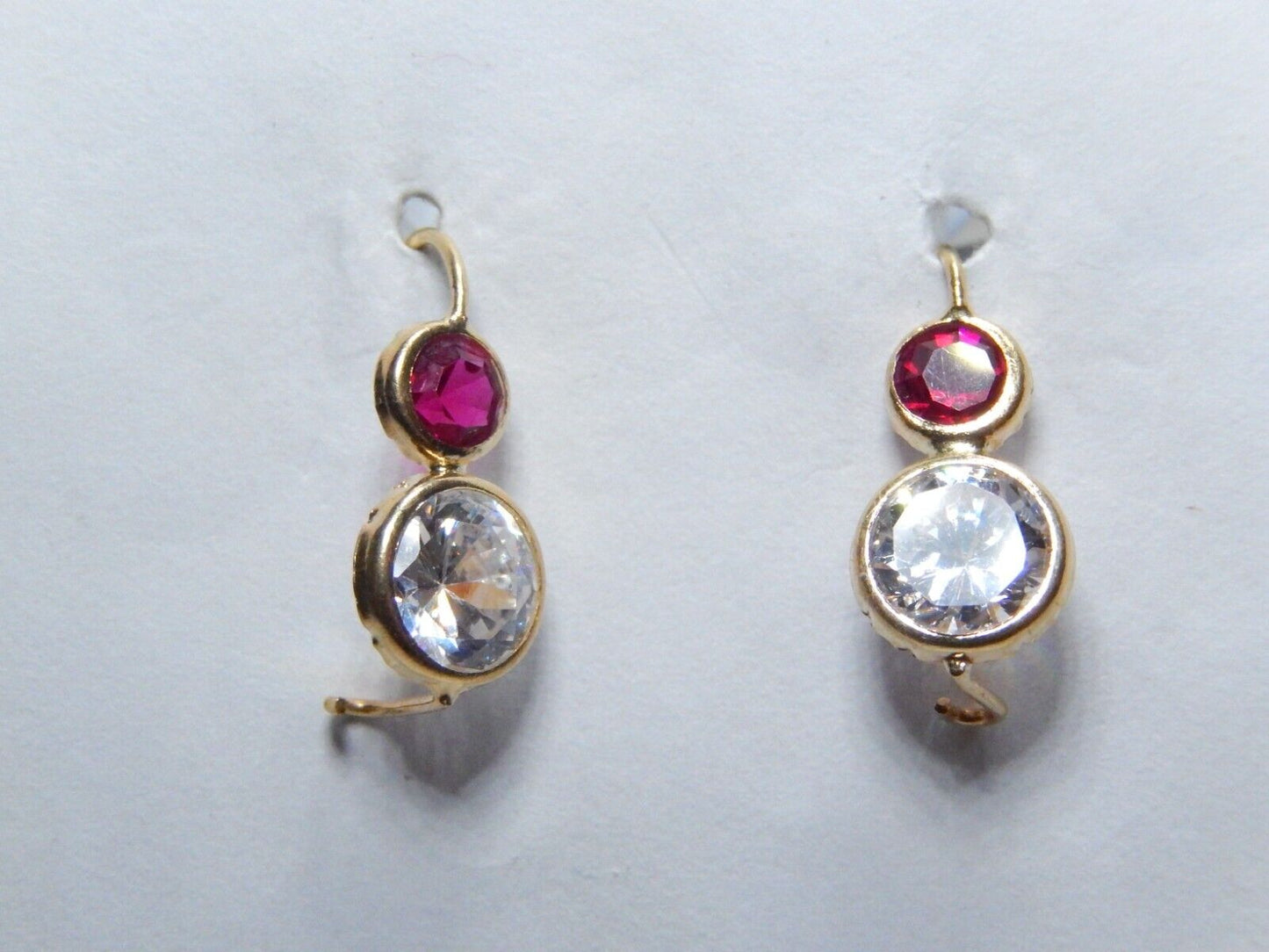 Gorgeous 14k Yellow Gold Round Cut Sparkling  CZ French Wire Hook Earrings