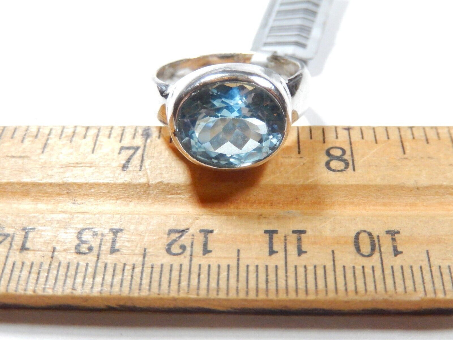 925 Sterling Silver 5.00 CT  Bezel Set Oval Blue Topaz Solitaire Ring Size 7.75