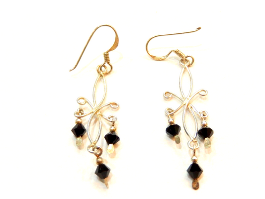 Sterling  Silver  Tassel Bead Drop Dangle Earrings