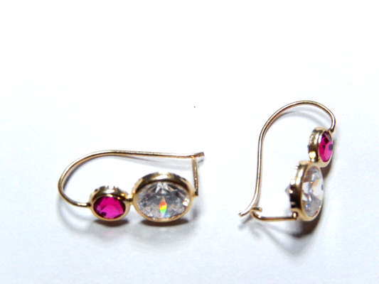 Gorgeous 14k Yellow Gold Round Cut Sparkling  CZ French Wire Hook Earrings