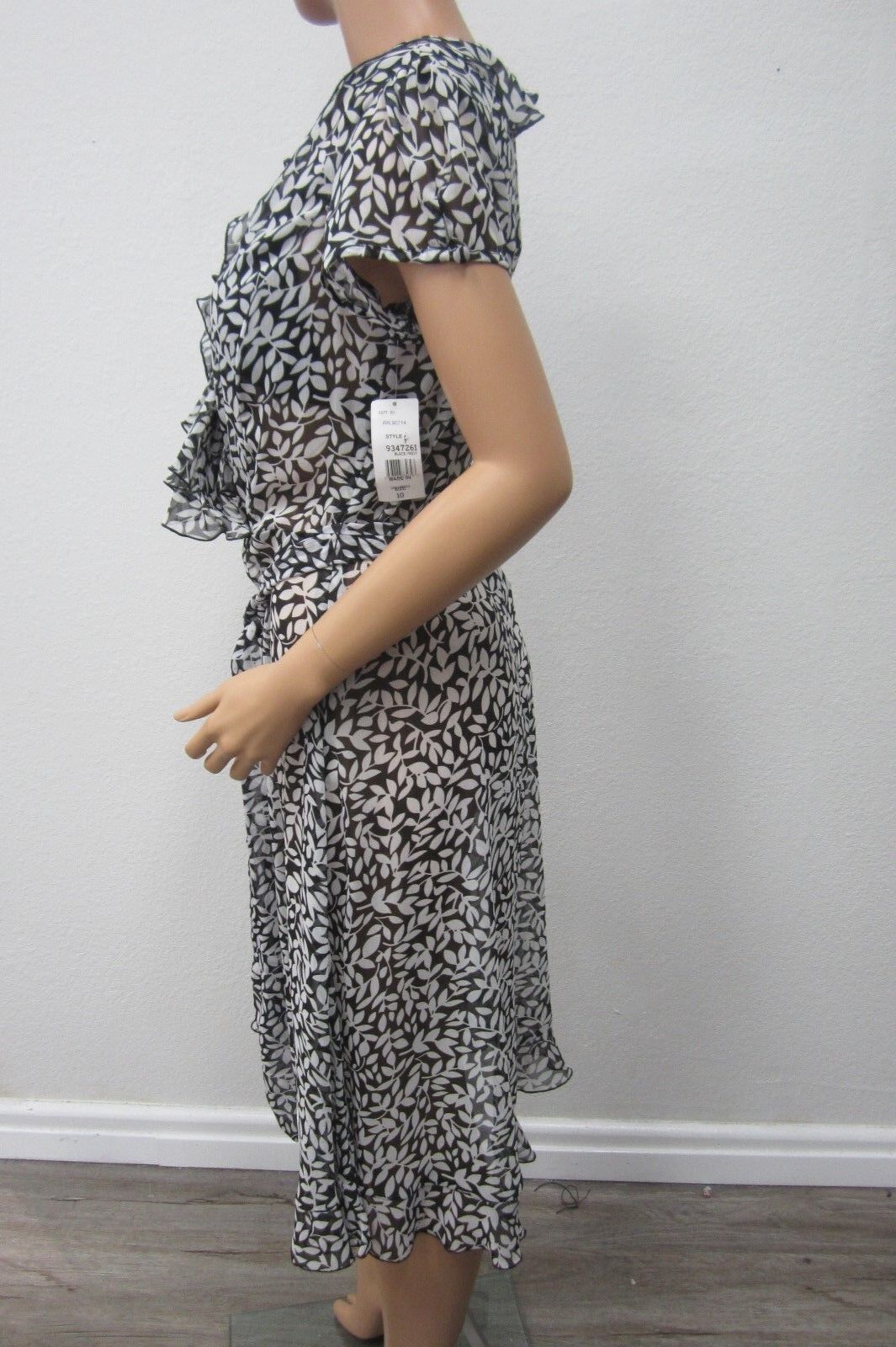 MSK Black Floral Super CUTE Ruffle Chifon Front Summer Dress Size 10