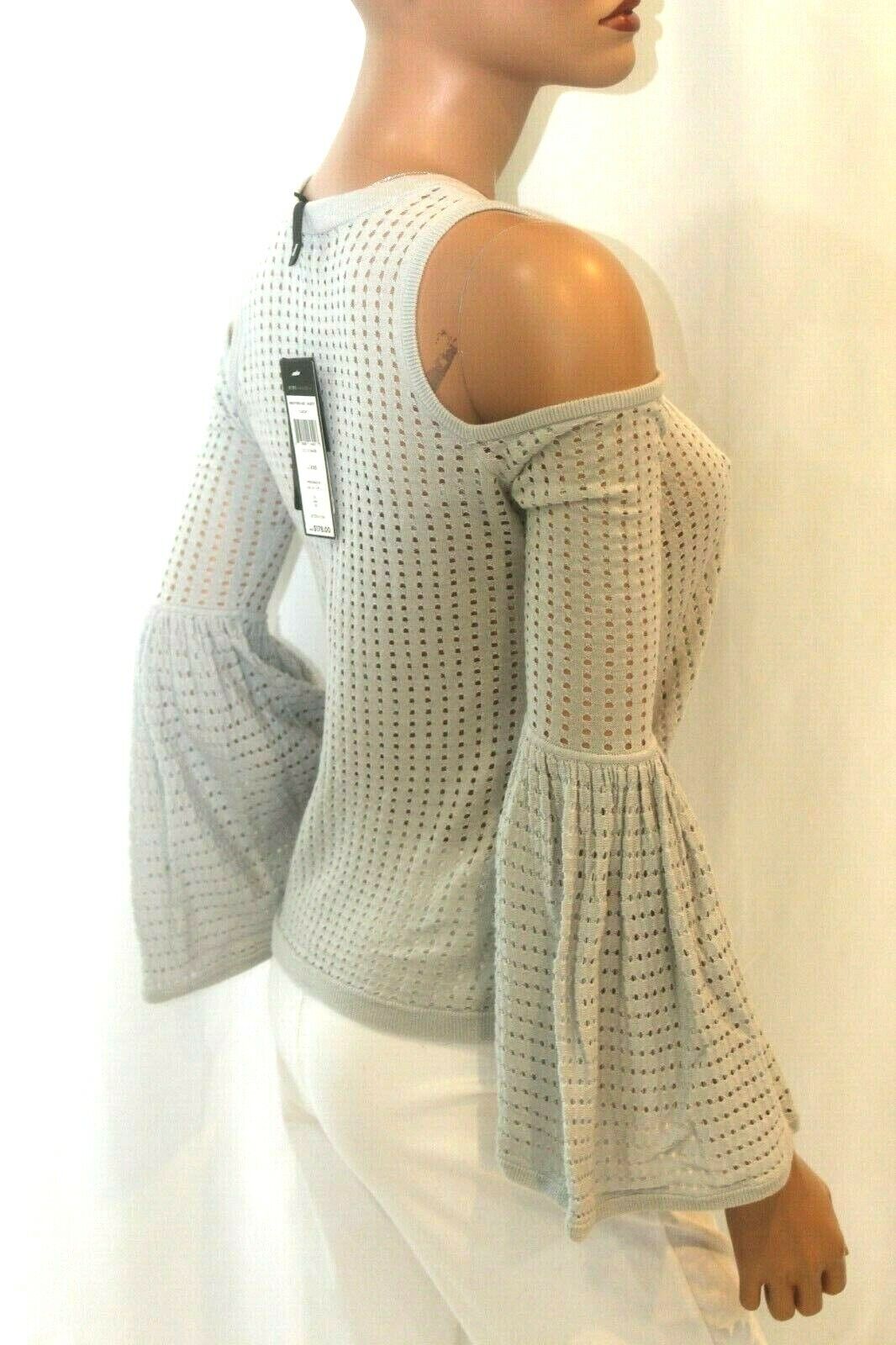 NWT $178. BCBG Maxazria Lucia Chrochet Cold Shoulder Bell Long Sleeve Top Sz XXS